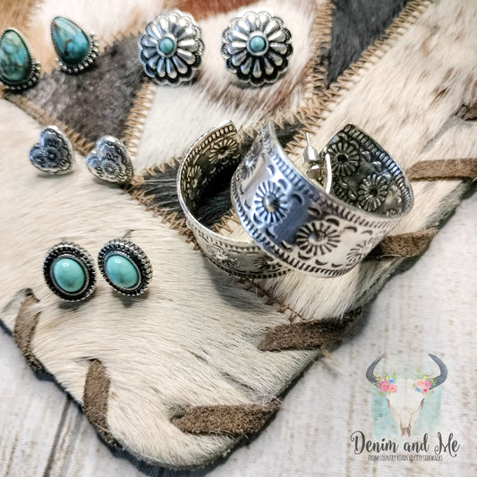 Heart and Turquosie Earring Set