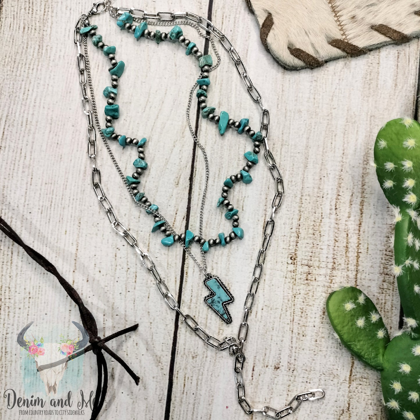 Lightning and Turquoise Layered Necklace