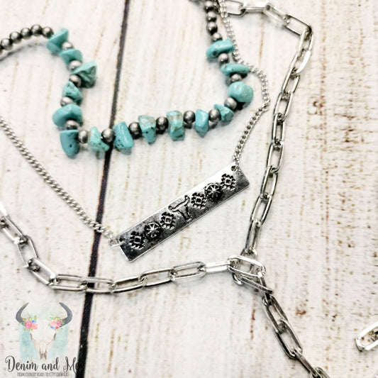 Bullhead Bar and Turquoise Layered Necklace