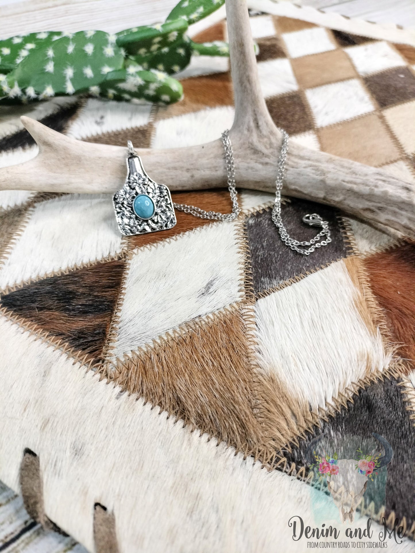 Turquoise Cowtag Necklace