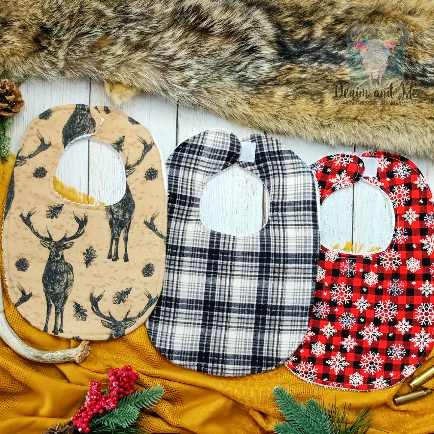 Christmas Woodland Baby Girl Bib Gift Set