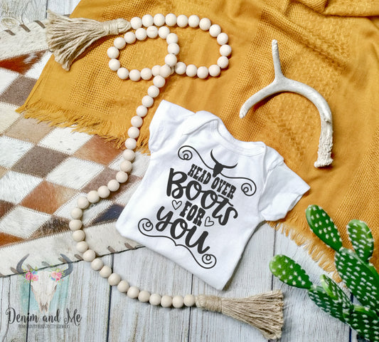 "Head over Boots for You" Baby Bodysuit