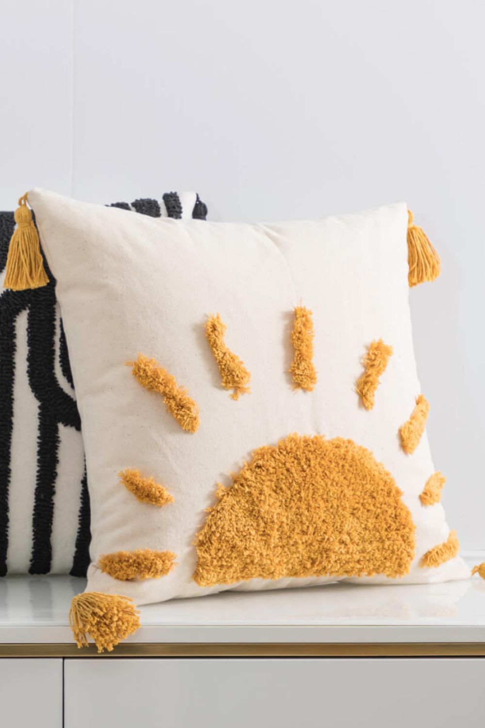 Sun Graphic Tassel Decorative Throw Pillow Case