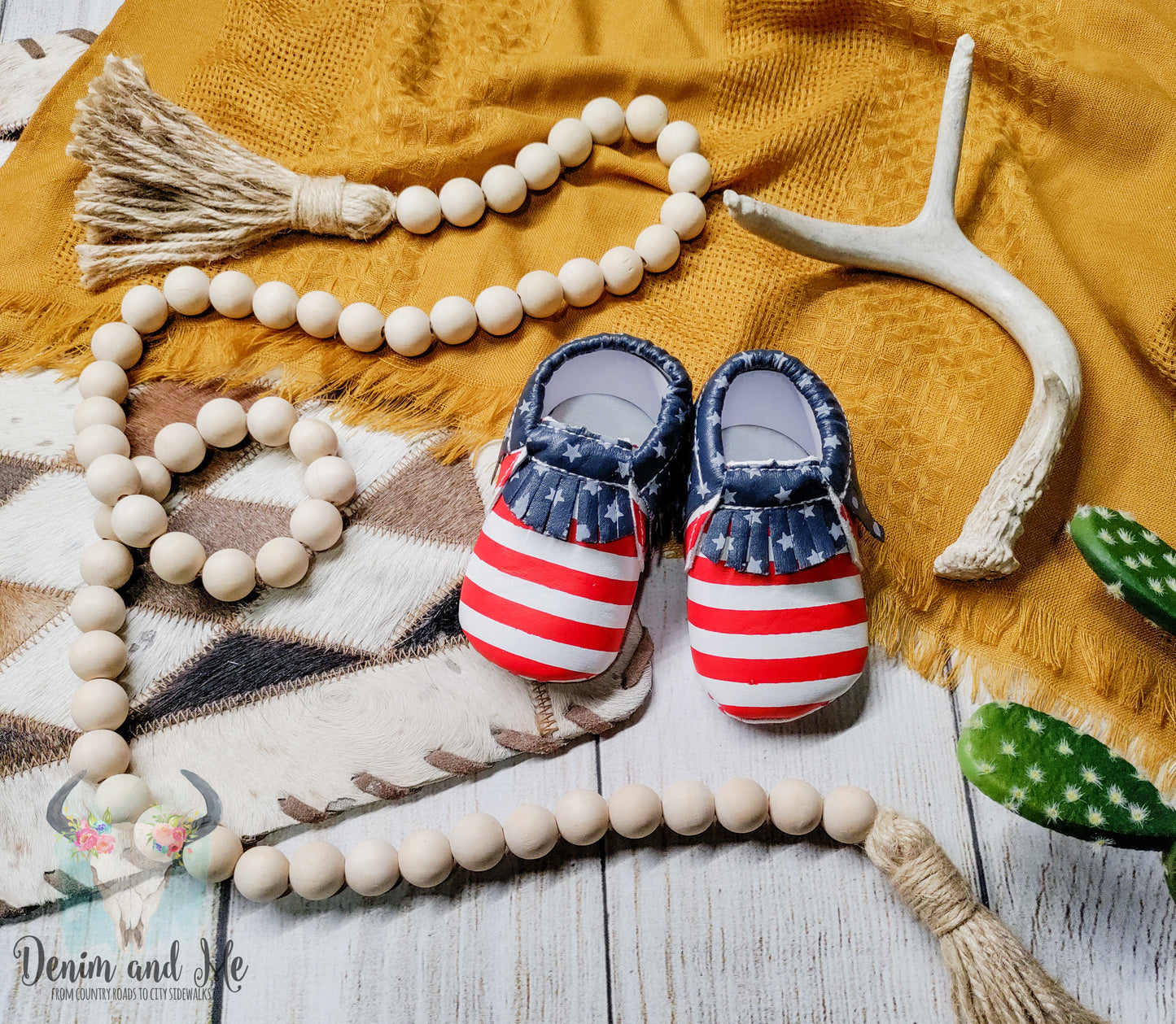 American Flag Leather Moccasins