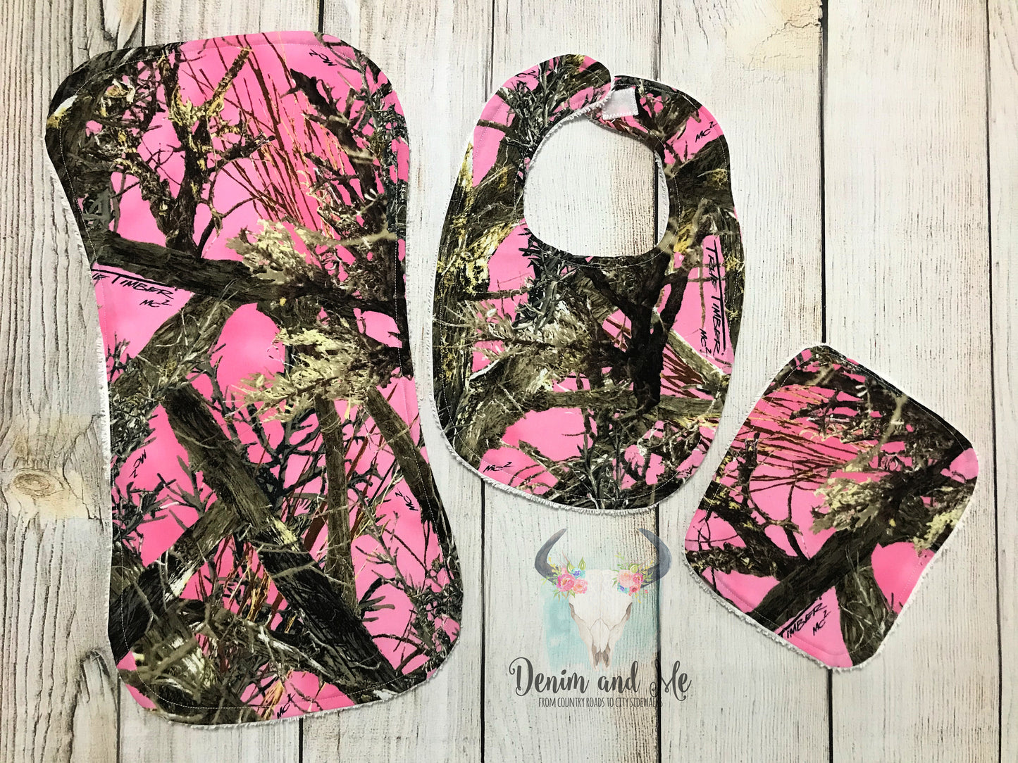 Pink Camo  Burpcloth, Bib, Washcloth Gift Set