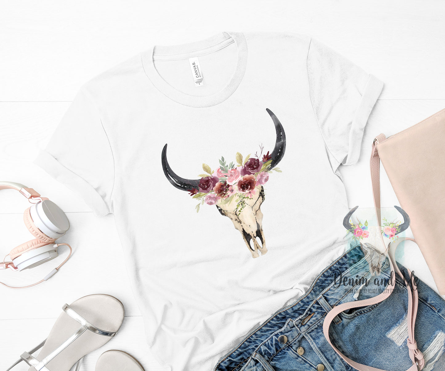 Floral Cowskull Graphic Tee