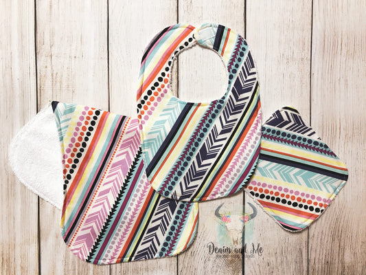 Aztec Tribal Burpcloth, Bib, and Washcloth Gift Set