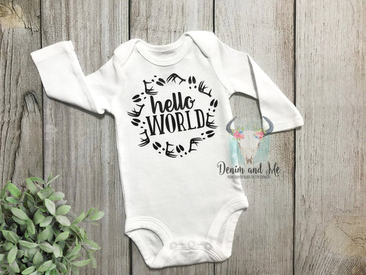 Hello World Baby Boy Hunting Bodysuit